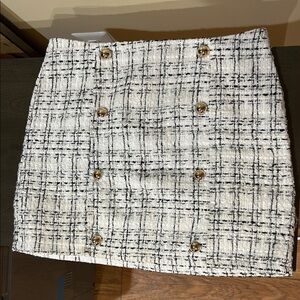 Chic Tweed Plaid Skirt - Black and White